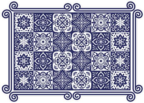 Alfombras hidráulica cocina azulejos azules TenVinilo