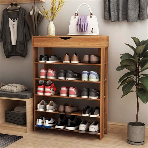 Amazon SogesPower 5 Tier Wooden Shoe Rack 29 5 Inches Shoe