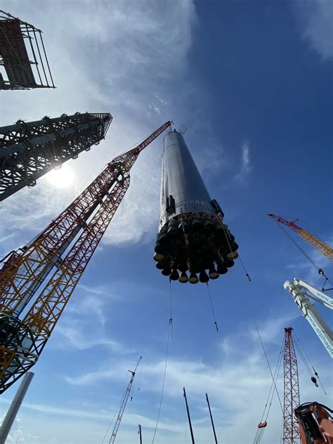 Spacex Orbital Class Super Heavy Starship Stacked At The Tower