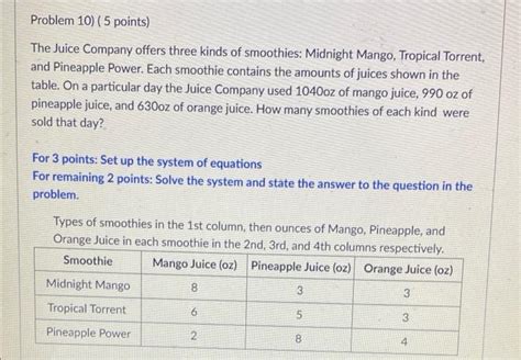 Solved Problem Points The Juice Company Offers Three Chegg