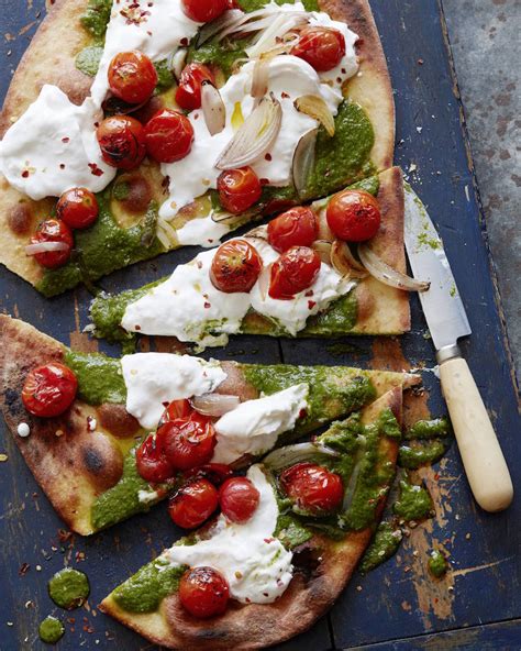 Charred Tomato Pesto Pizza Whats Gaby Cooking