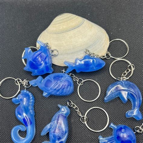 Blue Beachy Keychain Etsy