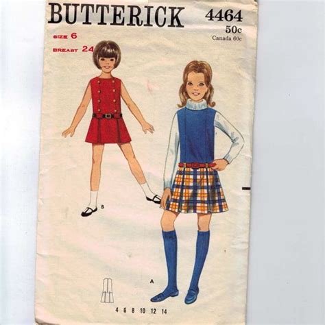 1960s Vintage Girls Sewing Pattern Butterick 4464 Girls Dress Etsy