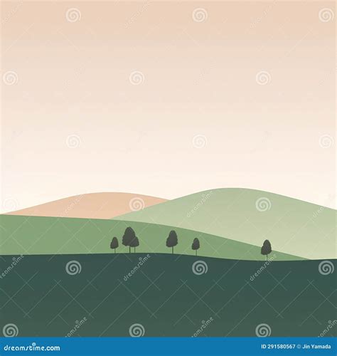 Beautiful Landscape with Hills and Trees. EPS10 Vector Illustration ...