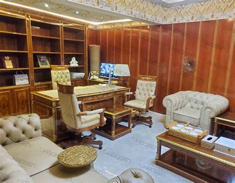 Luxury leather office furniture desk and office chairs set - Foshan HAOSEN