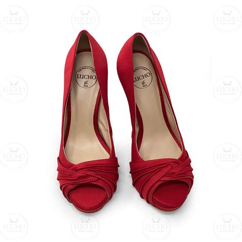 Red Satin Peep Toe Best Price In Houston Tx