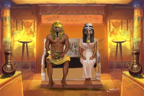 Original Painting - The Black African Egyptian King and Queen - King Amenhotep II and Queen Tiye ...