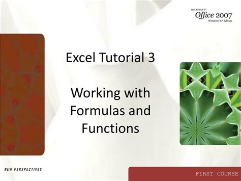 Ppt Excel Tutorial 3 Working With Formulas And Functions Powerpoint