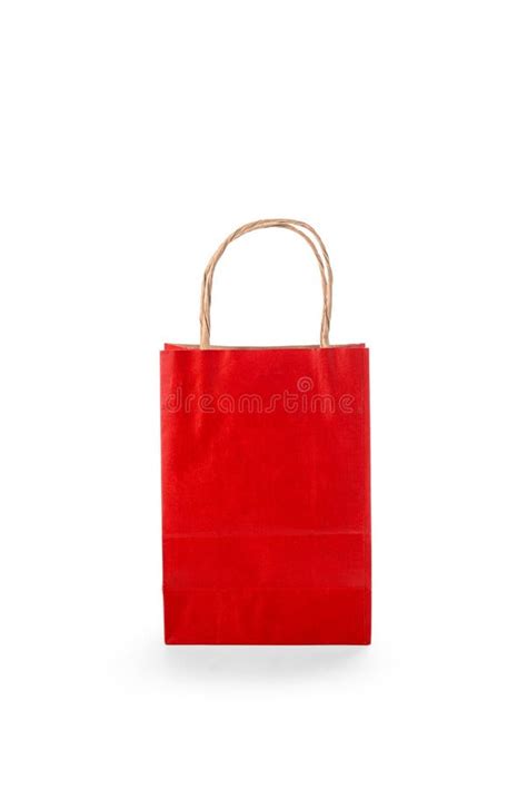 Bolsos De Compras De Papel Rojo Aislados En Fondo Blanco Foto De