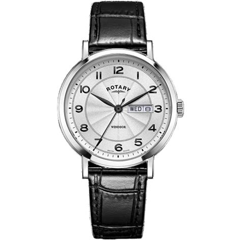 Rotary Mens Rotary Windsor Watch Silver And Black Watchshop