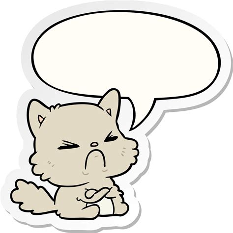 Cute Cartoon Angry Cat And Speech Bubble Sticker 9924696 Vector Art At Vecteezy