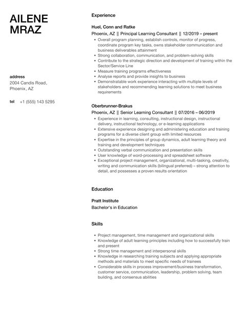 Learning Consultant Resume Samples Velvet Jobs