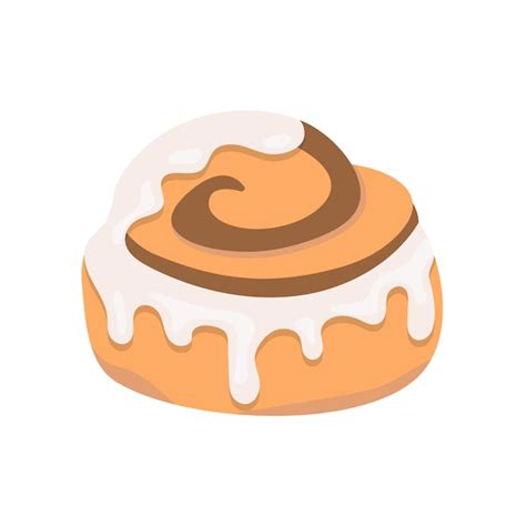 Premium Vector Cinnamon Bun Sweet Roll With Sugar Glaze Isolated On