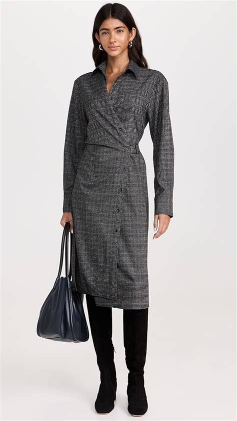 Proenza Schouler White Label Plaid Suiting Wrap Dress Shopbop