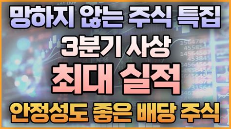 망하지 않는 주식 특집 3분기 사상 최대 실적 안정성도 좋은 배당 주식