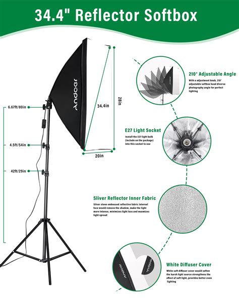 Andoer Professional Softbox Photography Studio Lighting Kit With 3