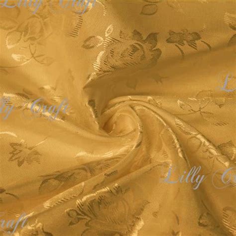 Sand Brocade Jacquard Satin Fabric 58” 60” Inches Wide Sold By The