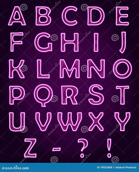 Neon Light Letters Alphabet Abc Vector Font Stock Vector