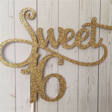 Gorgeous New Gold Glitter Sweet 16 Cake Topper Available In Our Shop