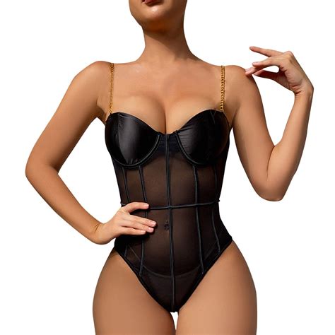 Lingerie For Women Pc Leather Teddy Bodysuit Lingerie Cutout Off