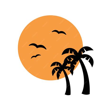 Premium Vector Sunset Bird Coconut Tree Silhouette