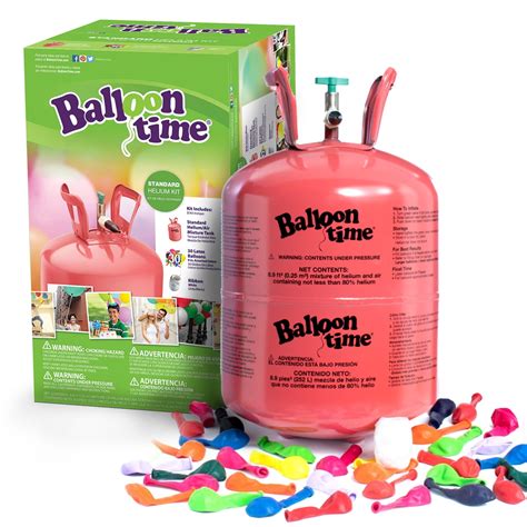 Balloon Time 95in Standard Helium Tank Kit Includes 30 Assorted Latex