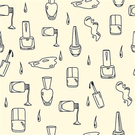 Hand Drawn Nail Polish Doodles For Beauty Salon Seamless Pattern