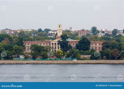 Fort Hamilton High School From Harbor Stock Photo - Image of sign ...