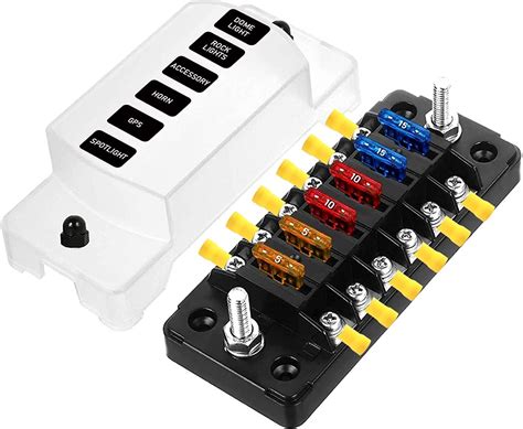 PSEQT Mini 6 Way Marine Blade Fuse Block With Negative Bus ATC ATO