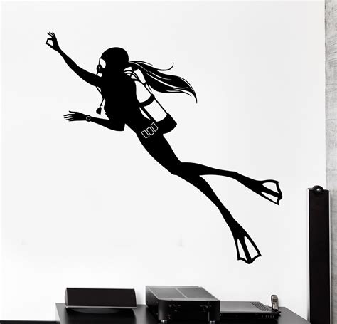 Wall Stcker Sport Scuba Diver Diving Girl Female Woman Vinyl Decal