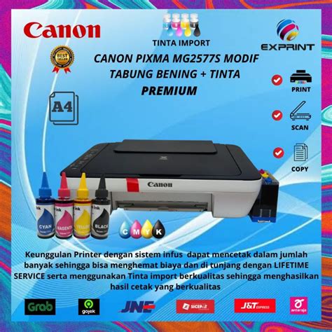 Jual Canon MG2577s All In One Upgrade Infus Tabung Bening Tinta Premium