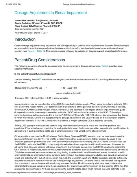 Dosage Adjustment In Renal Impairment Illustrated Medical Courses