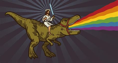 Premium Vector Jesus Riding Trex Dinosaur Holding Light Saber Trex Is