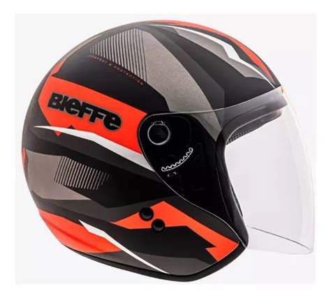 Casco Abierto Bieffe Allegro Vtr Color Negro Mate Con Casco Rojo