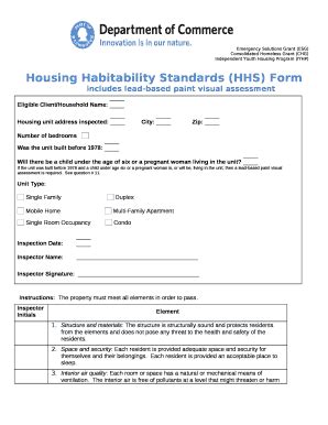 Housing Habitability Standards HHS Doc Template PdfFiller