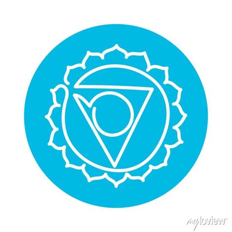 Vishuddha Icon The Fifth Guttural Chakra Vector Blue Line Symbol