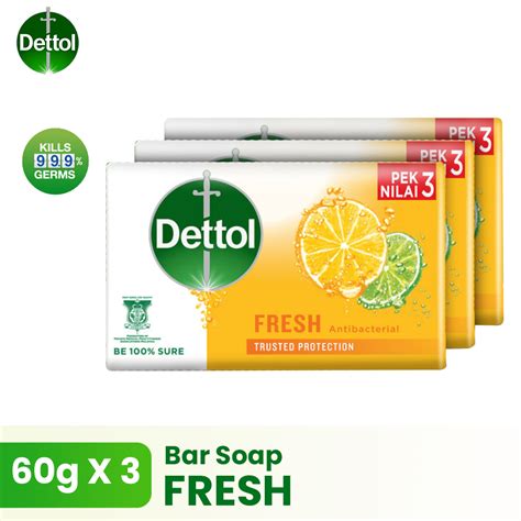 Dettol Antibacterial Body Bar Soap Fresh 60g X 3 Fmcg My