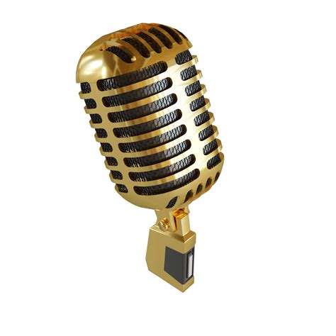 Gold Microphone Broadcast Or Karaoke 3d Render Element 9335950 Png