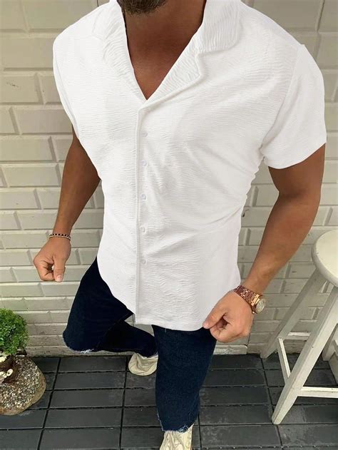 Manfinity Homme Men S Solid Color Short Sleeve Casual Shirt Casual