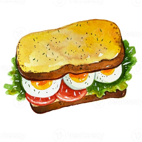 Watercolor Japanese Food Boiled Egg Sandwich 13149637 Png