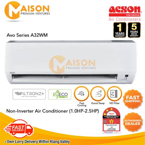 Sales Acson AVO Non Inverter Aircond R32 1 0HP 2 5HP Shopee