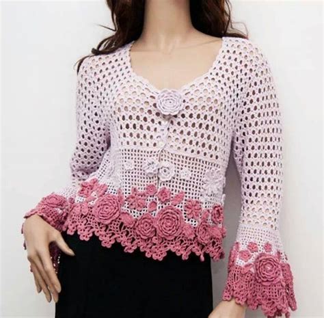 Flowers And Mesh Crochet Cardigan Pattern Crochet Kingdom