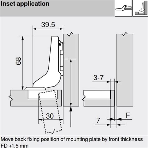 Blum Clip Top Inset 110 Degree Blumotion Cabinet Hinge 71B3750 With