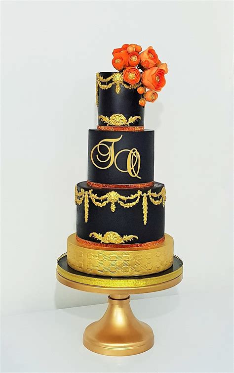 Black and Gold Wedding Cake – Flavour Bites Cakes