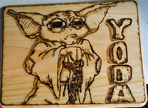 Skreeations Etsy Wood Burning Art Pyrography Designs Star Wars Yoda