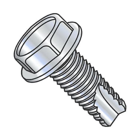 Thread Cutting Screw Type 23 Indented Hex Head With Washer Zinc Plated Steel 516 18