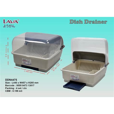 Mk Wares Ddn Lava Square Dish Drainer With Cover Rak Pingan Mangkuk