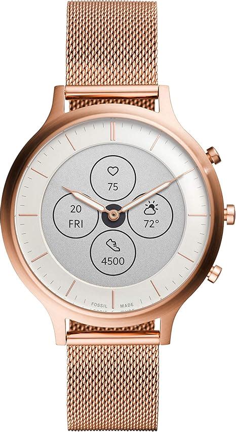 Fossil Women's Charter HR Heart Rate Stainless Steel Mesh Hybrid ...