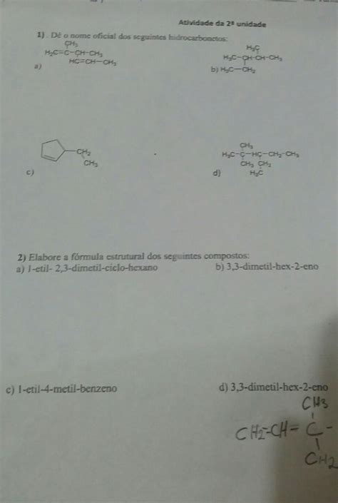 Elabore A F Rmula Estrutural Dos Seguintes Compostos Braincp