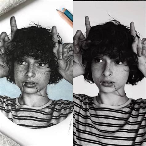 Portrait Of Finn Wolfhard Drawing Original Photo This Is An Amazing Portrait Made By Artist